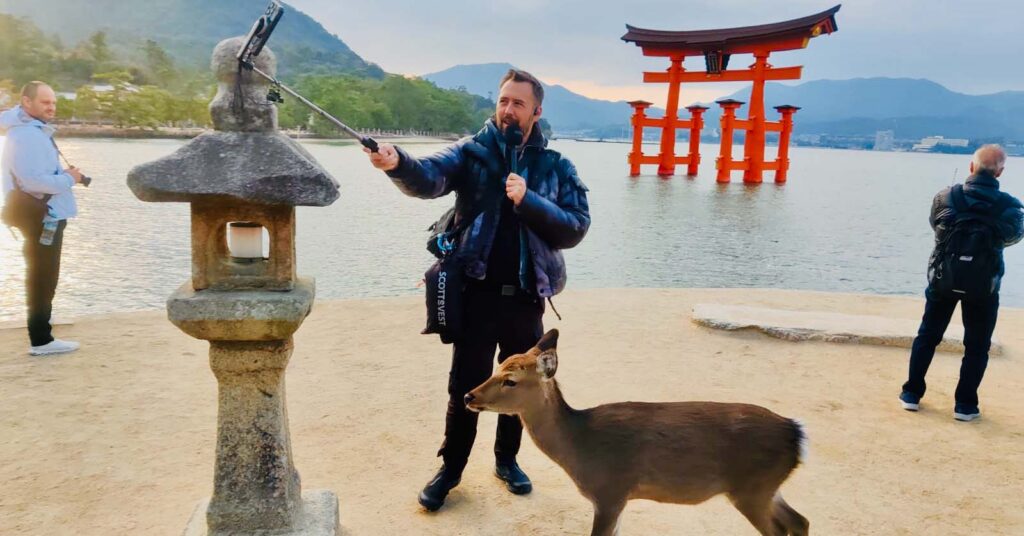Posvätné jelene a Veľká brána Torii: Itsukushima, Japonsko